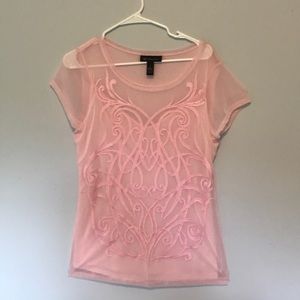 Embroidered Pink Short Sleeve Blouse